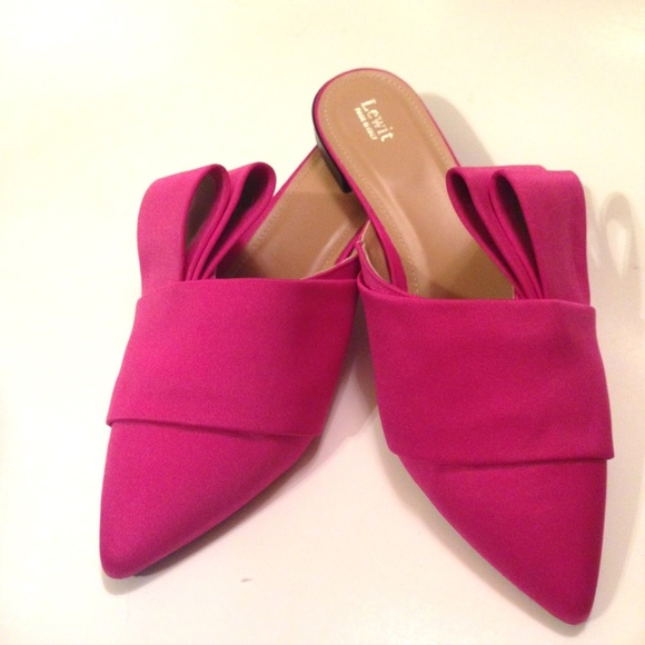 Lewit Shoes - Anthro Lewit Hot Pink Matte Satin Slide Mule Flat